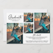 Chic Script Photo Collage Afstuderen Inivitatie Aankondiging (Achterkant)