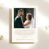 Chic Script Photo Cream Gold Wedding Bedankkaart