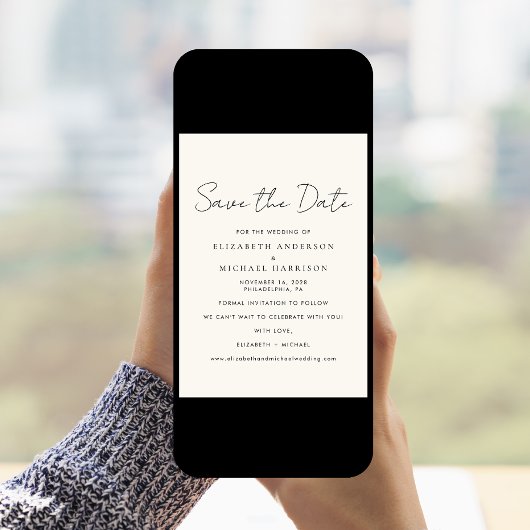 Chic Script Photo Cream Save The Date