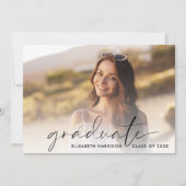 Chic Script Photo Graduation Party Kaart (Voorkant)