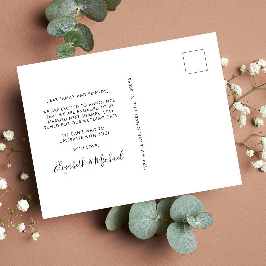 Chic Script Photo Overlay Verloving Aankondigingskaart