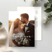 Chic Script Photo Overlay Wedding  Thank You Card Bedankkaart