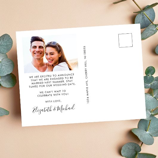 Chic Script Photo-Verloving Aankondigingskaart