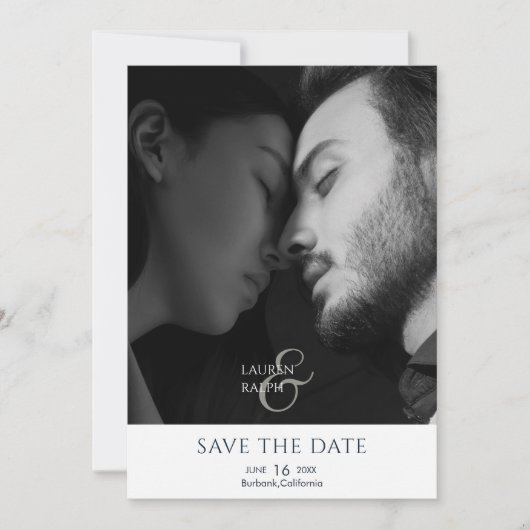 Chic Script Photo Wedding Save the Date Feestdagenkaart (Voorkant)