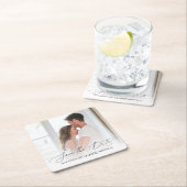 Chic Script Photo Wedding Save the Date Kartonnen Onderzetters (Insitu)