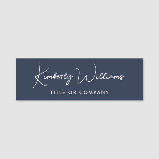 Chic Script Professional Blue Naamplaatje (Voorkant)