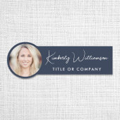 Chic Script Professional Blue Photo Naamplaatje