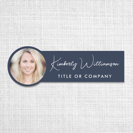 Chic Script Professional Blue Photo Naamplaatje