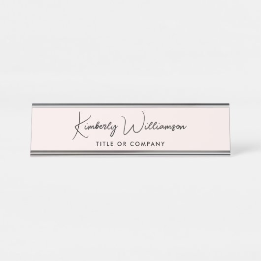 Chic Script Professional Pink Bureau Naambordje (Voorkant)