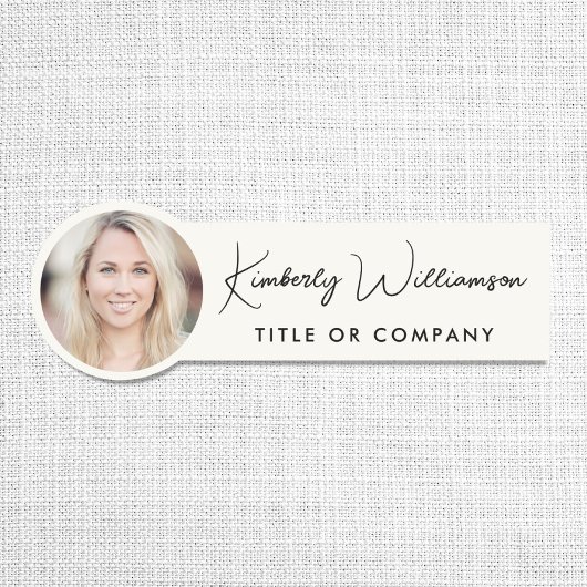 Chic Script Professionele Cream Foto Naamplaatje