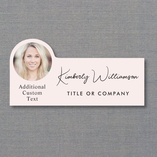 Chic Script Professionele Roze Foto Naamplaatje