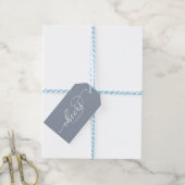 Chic Script Proost Stofblauwe Wijnafsluiters Cadeaulabel (Met Touw)