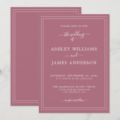 Chic Script Purple Cassis Wedding invitation Kaart (Voorkant / Achterkant)