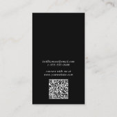 Chic Script QR Code Black Earring Display Kaart Visitekaartje (Achterkant)