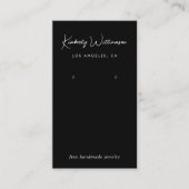 Chic Script QR Code Black Earring Display Kaart Visitekaartje (Voorkant)