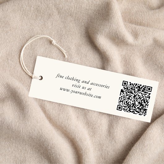 Chic Script QR-code Crème Kleding Hanglabel Mini Visitekaartje