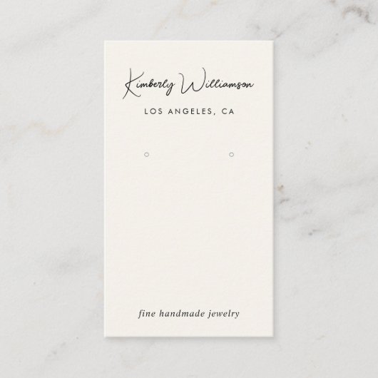 Chic Script QR-code Crème Oorbellen Displaykaart Visitekaartje (Voorkant)