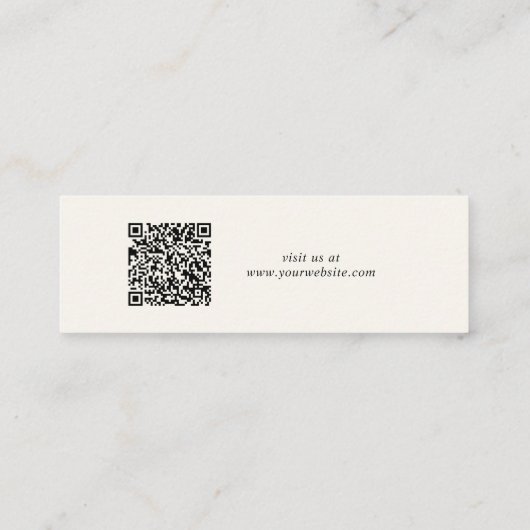 Chic Script QR Code Earring Cream Display Kaart Mini Visitekaartje (Achterkant)