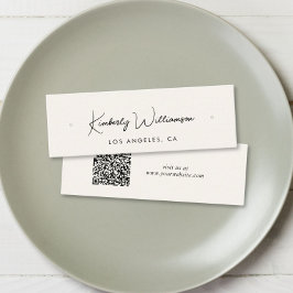 Chic Script QR Code Earring Cream Display Kaart Mini Visitekaartje