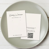 Chic Script QR Code Earring Cream Display Kaart Visitekaartje