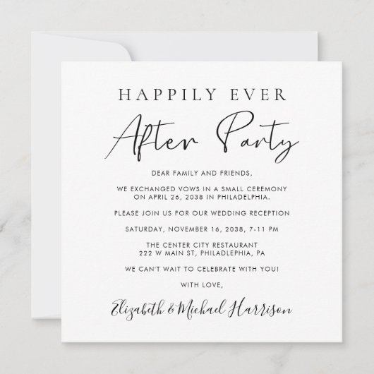 Chic Script QR Code Huwelijksreceptie Kaart (Voorkant)