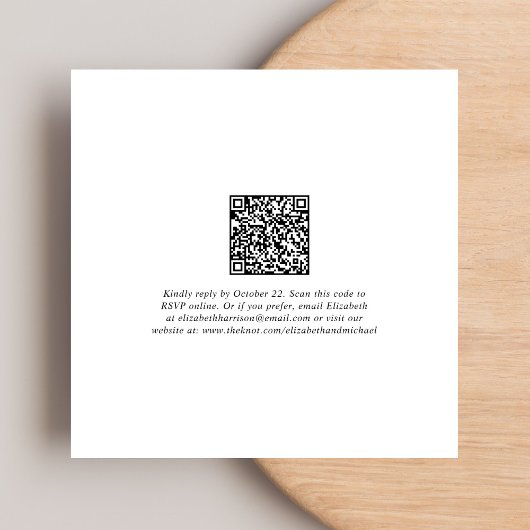 Chic Script QR Code Huwelijksreceptie Kaart