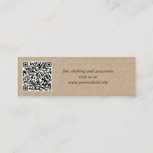 Chic Script QR Code Kraft Papier Kleding Hang Labe Mini Visitekaartje (Achterkant)