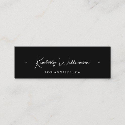 Chic Script QR Code Oorbel Black Display Kaart Mini Visitekaartje (Voorkant)