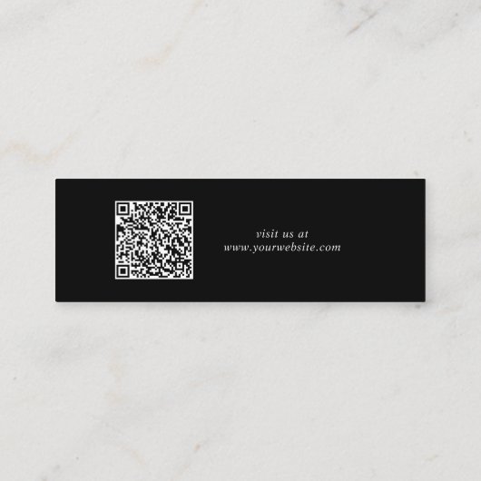 Chic Script QR Code Oorbel Black Display Kaart Mini Visitekaartje (Achterkant)