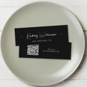 Chic Script QR Code Oorbel Black Display Kaart Mini Visitekaartje