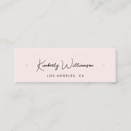 Chic Script QR Code Oorbel Pink Display Kaart Mini Visitekaartje (Voorkant)