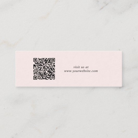 Chic Script QR Code Oorbel Pink Display Kaart Mini Visitekaartje (Achterkant)