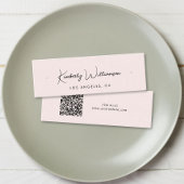 Chic Script QR Code Oorbel Pink Display Kaart Mini Visitekaartje