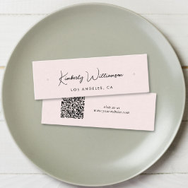 Chic Script QR Code Oorbel Pink Display Kaart Mini Visitekaartje