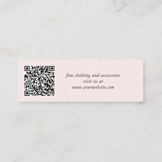Chic Script QR Code Roze Kleding Hang Label (Achterkant)
