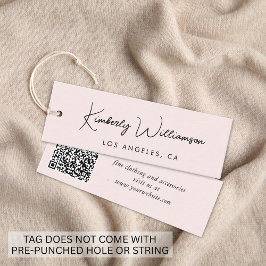 Chic Script QR-code roze kledinglabel Mini Visitekaartje