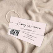 Chic Script QR-code roze kledinglabel Mini Visitekaartje