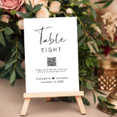 Chic script QR-code tafelnummer bruiloftsreceptie