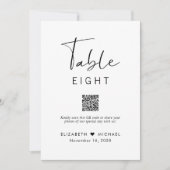 Chic script QR-code tafelnummer bruiloftsreceptie (Voorkant)