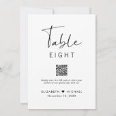 Chic script QR-code tafelnummer bruiloftsreceptie (Achterkant)
