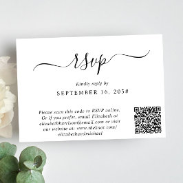 Chic Script QR Code Wedding RSVP Kaartje