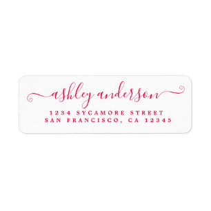 Chic Script Red Ink Name Return-adres Etiket