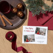Chic Script Red Merry kerst Briefkaart