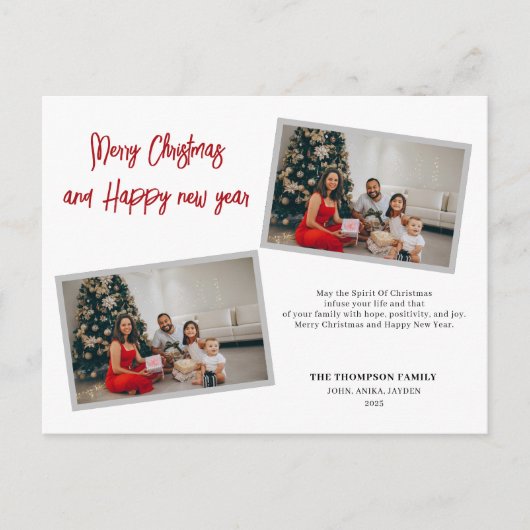 Chic Script Red Merry kerst Briefkaart (Voorkant)