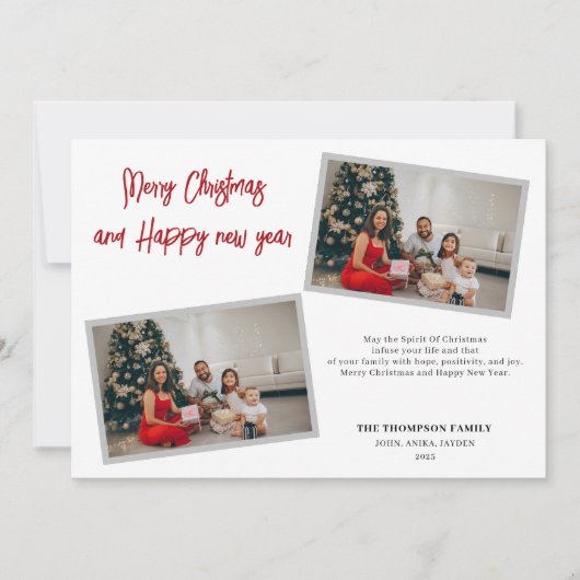 Chic Script Red Merry kerst Feestdagenkaart (Voorkant)