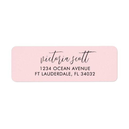Chic Script Return Address Labels | Moderne roze (Voorkant)