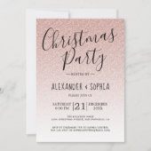 Chic Script Roze Glitter Ombre Kerstfeest Kaart (Voorkant)