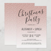 Chic Script Roze Glitter Ombre Kerstfeest Kaart (Voorkant / Achterkant)