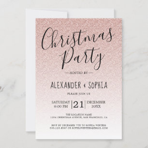 Chic Script Roze Glitter Ombre Kerstfeest Kaart