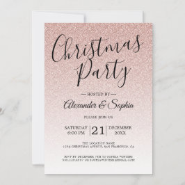 Chic Script Roze Glitter Ombre Kerstfeest Kaart